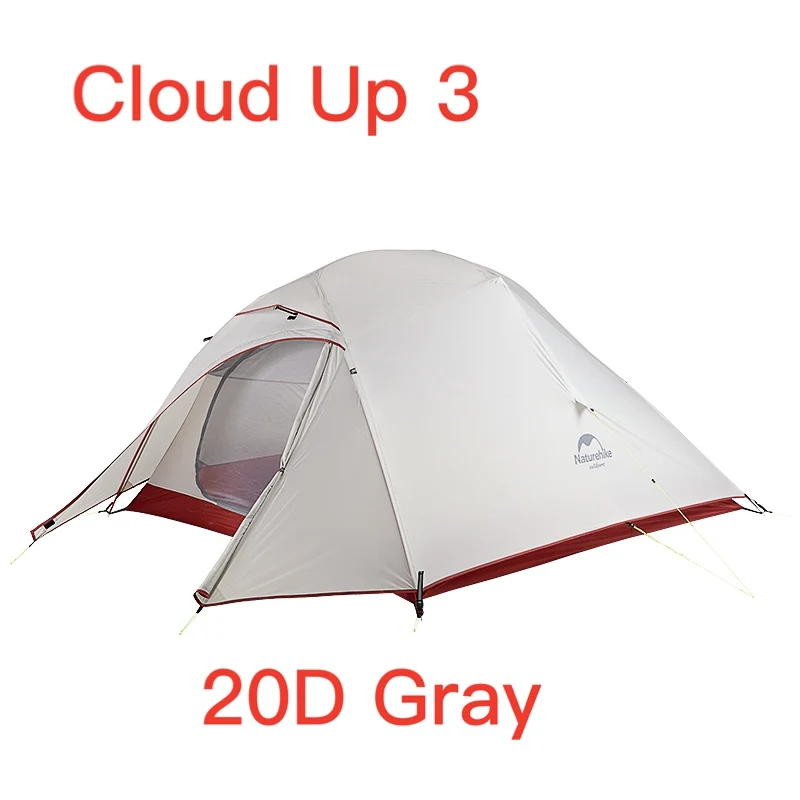 Naturehike Cloud Up Series Сверхлегкая походная палатка Водонепроницаемая походная палатка 20D нейлоновая складываемая палатка с бесплатным ковриком - Цвет: CloudUp3 20D Gray