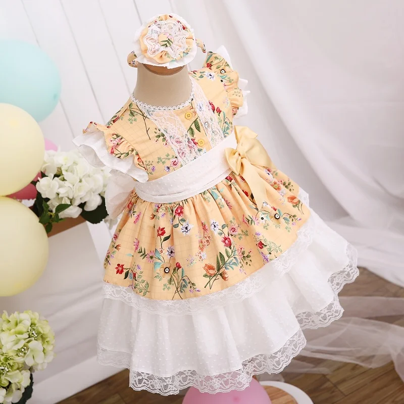 Cutestyles/желтое платье с цветочным принтом для маленьких девочек эксклюзивная