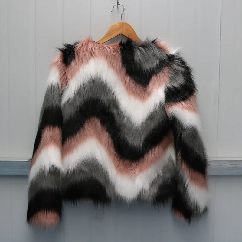 S/6Xl Женская разноцветная верхняя одежда из искусственного меха, Короткая секция, большие размеры, весна-осень, одежда из искусственного меха, модные пальто из искусственного меха K1120