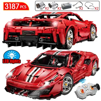 

3187PCS City Technic RC Racing Car SuperCar Building Blocks 1:8 Creator Remote Control Sports Vehicle Bricks Toys for Children