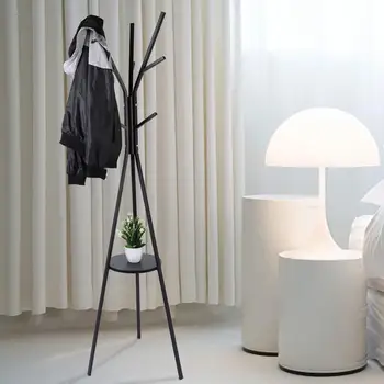 

9 Hooks Multifunctional Floor Standing Coat Rack Hat Metal Tree Organizer Hanger Bedroom Furniture A-Frame Shelves