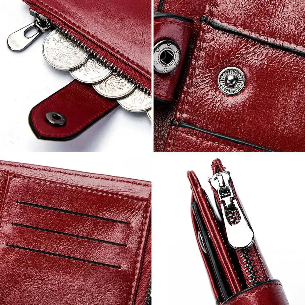 Новинка 2019 кожаный кошелек Модный женский RFID короткий на молнии с пряжкой для