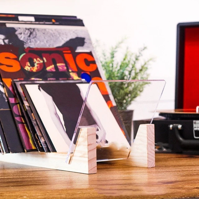 Portadischi In Legno E Acrilico - Supporto Per Vinili LP - Espositore Per Collezione - Foto 5