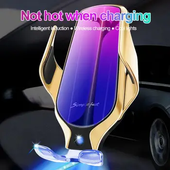 

360 Rotate 10W Simple Fast Wireless Charger Smart Sensor Car Wireless Charging Phone Holder Mount For IPhone X 8 XR 11 Pro