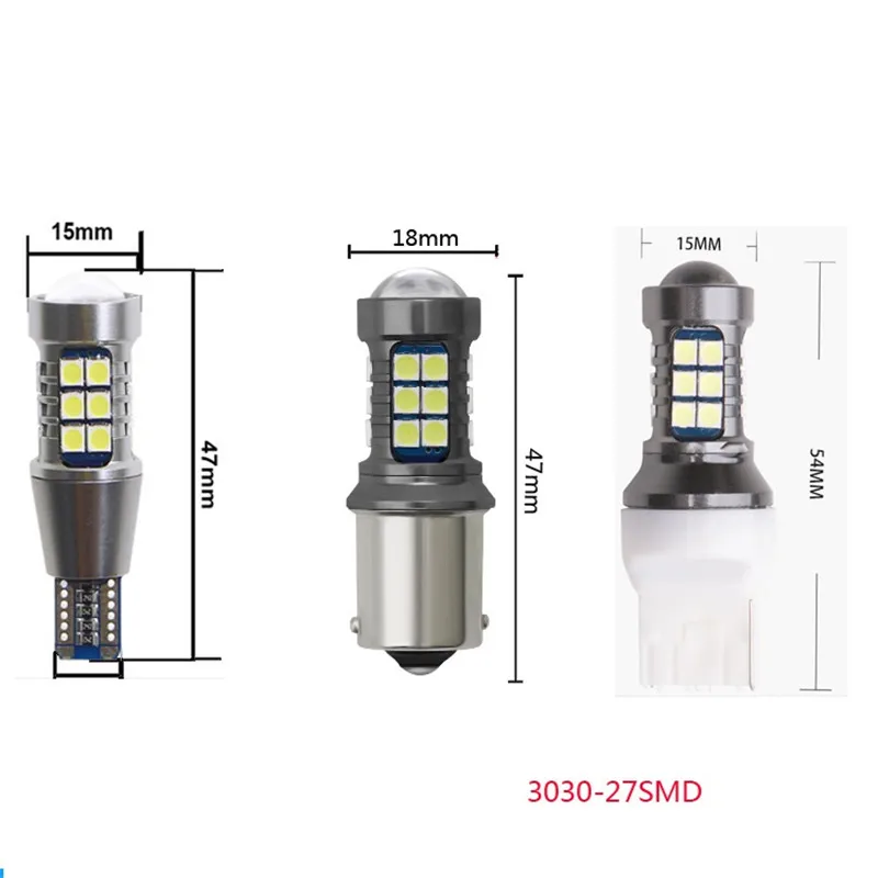 Пара T15 20 BA15S 1156 1157 7440 7443 3030 27SMD тормозной свет задних фар поворота суперяркие белые Снаружи спереди и сзади сигнала мигалка