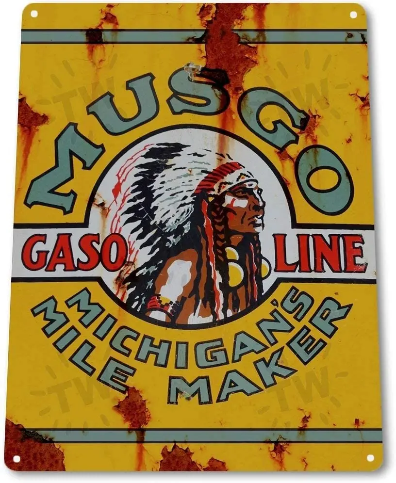 

B314 Musgo Gasoline Gas Oil Pump Auto Shop Rustic Gas 7.8inch Novelty Parking Retro Metal Tin Sign Plaque Poster Wall Decor