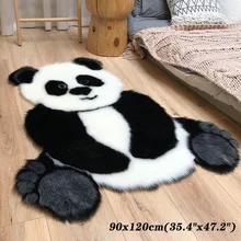 Nadruk z pandą dywan Faux futro dywan do składania miękka imitacja Panda zwierząt naturalny kształt dywany Cute Cartoon Home Decoration mata do sypialni