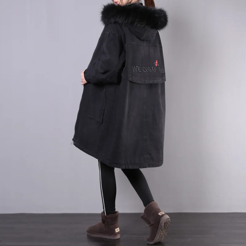 Max LuLu, зимняя корейская модная женская одежда в стиле панк, женские зимние куртки с капюшоном, Утепленные длинные пальто с подкладкой, винтажные джинсовые парки