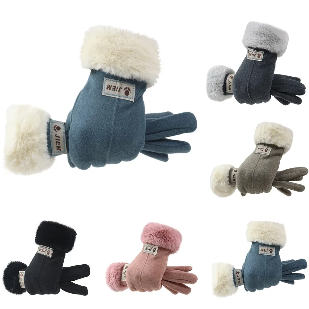 Женские флисовые перчатки Модные зимние элегантные с сенсорным экраном Нескользящие эластичные перчатки мягкие теплые уличные толстые перчатки# H