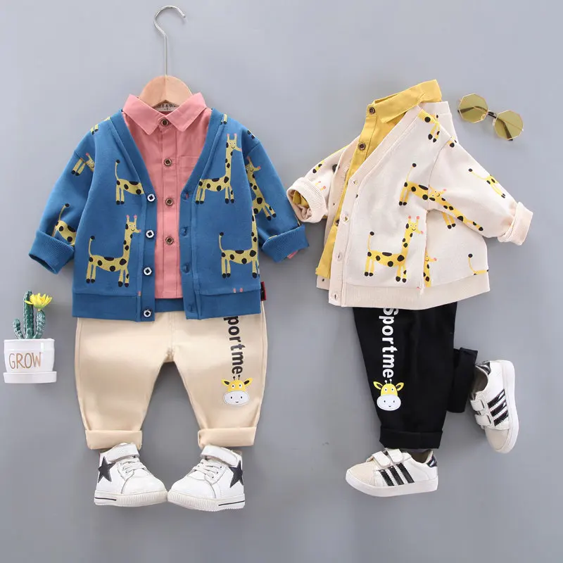 

Children Full printe Clothes Spring Autumn Kids Boys Girls Jacket Shirt Pants 3Pcs/Sets Baby Toddler Clothing Infant Sportswear