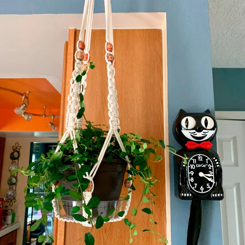 Hanging Plant Handmade Macrame Hanger Flower Pot Planter Hanger Wall Decor Hanging Planter Hanging Basket Home Garden Supplies
