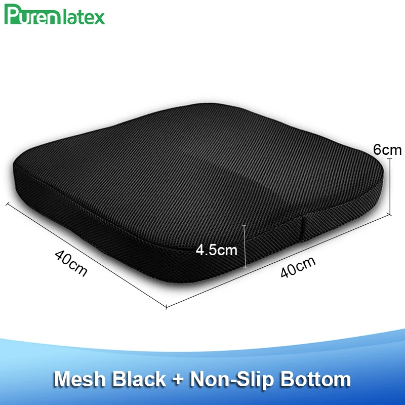Flat Mesh Black PurenLatex 40*40*6 см Ортопедическая подушка для копчика из пены с эффектом памяти для стула, подушки для автомобильного сиденья, подушки для инвалидных колясок, коврики с геморроем - Цвет: Flat Mesh Black