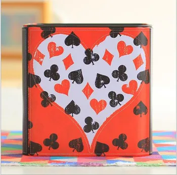 

Free Shipping!Square Shape Poker Design Metal Tissue Box Flower Design Rollpaper Case Holder Metal Storage Box