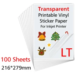 10/20/30/40/50/100 Sheets Transparent Self-Adhesive Printable Vinyl Sticker Paper Copy Paper DIY Decals Label for Inkjet Printer