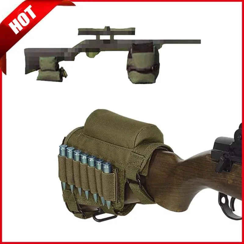 Front &amp Rear Unfilled Support Bag + Tactical Cheek Rest Military Gear Army Shooting Hunting Airsoft Sniper Rifle Gun Accessories | Спорт и