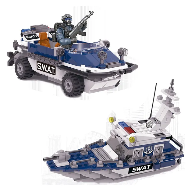 Modern Army Military Soldier City Police SWAT Tank Artillery Model Building Blocks Bricks Kids Toys Gift 2