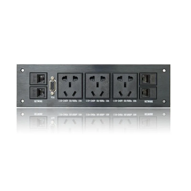 

Aluminum Alloy Wiredrawing Panel Socket Multimedia Desktop Wall Power Socket Outlet NETWORK VGA Port Office Table Socket