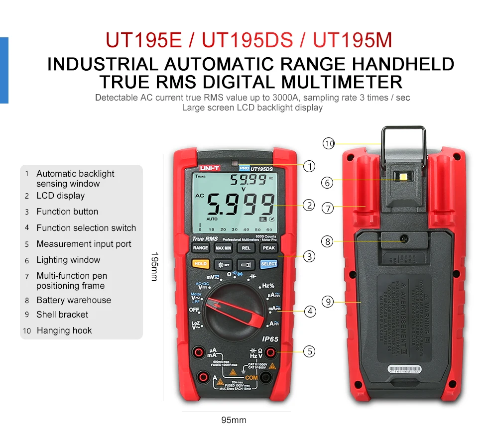 UT195E новое поколение профессиональный мультиметр автоматический диапазон ручной True RMS цифровой мультиметр Вольтметр Амперметр Ом тестер