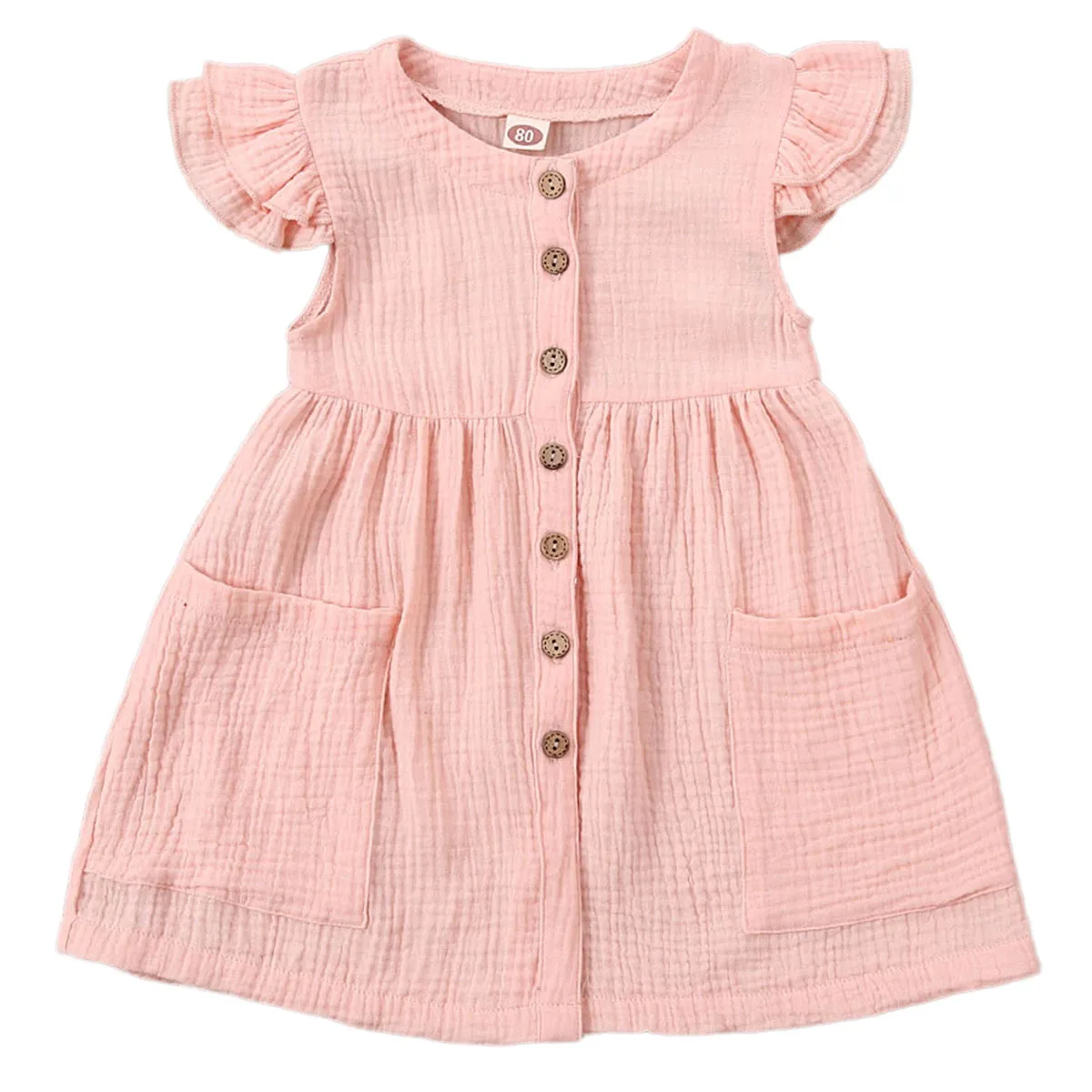 Ma&Baby 1-6Y Summer Toddler Kid Baby Girl Dress Ruffles Sleeves Party Dresses Children Girls  Button Pocket Dress D35 baby dresses for wedding Dresses