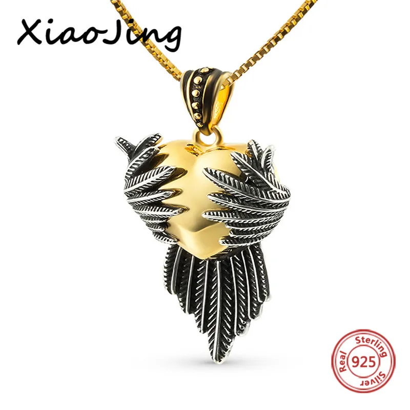 XiaoJing Стерлинговое Серебро 925 пробы, сделай сам, дизайн, любовь, сердце, крыло, подвеска, цепочка, ожерелье, модное ювелирное изделие для женщин, подарки