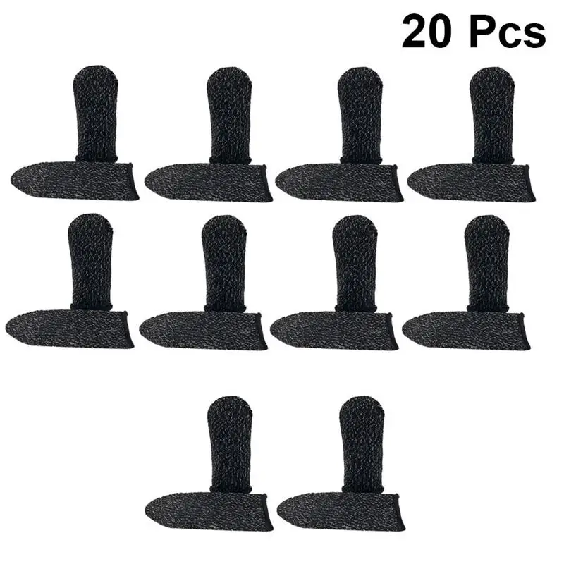 

20 Pcs Finger Sleeve Screen Touch Breathable Cover Elastic Soft Finger Cot Anti-Sweat Thumb Fingers for Mobile Phone(Black Edge)