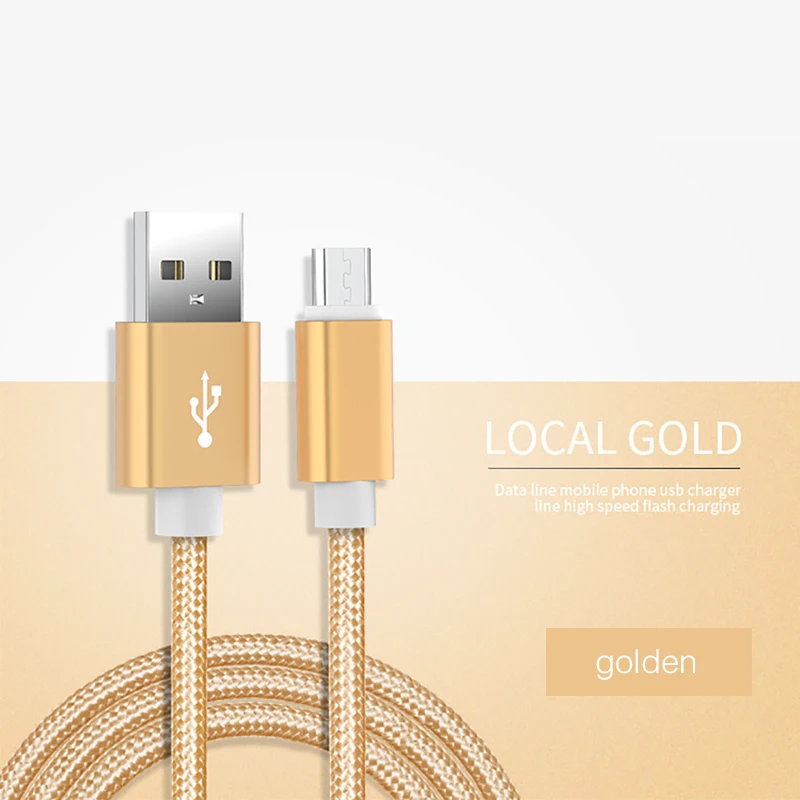 Gold Нейлоновый кабель 0,25 м 1 м 2 м USB C mi cro type C для iPhone X 6 7 8 Plus samsung S9 S10 Pro huawei xiaomi mi 10 Android Charging Kable - Цвет: Gold