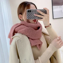 Mohair Scarf Solid Color Scarf 3d Wave Striped Warm Women's Autumn Winter New Soft Women's Knitted Scarf