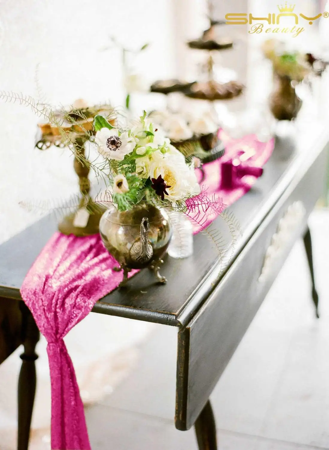  Table Runner Fuchsia 13x84 Inch Multicolor Sequin Table Runners Table Decoration for Banquet-M1015