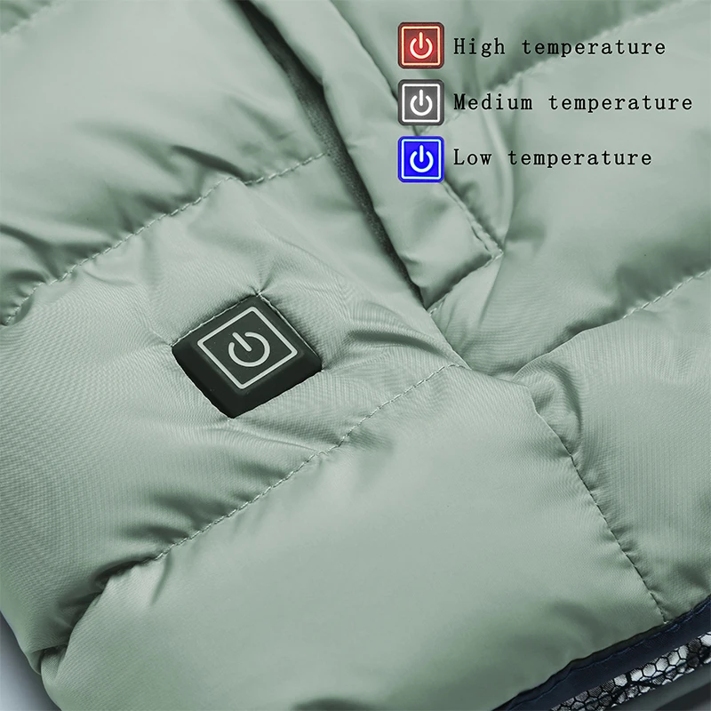 Fashion Electric Heating Vest Men USB Charging Splicing Hooded Zipper Pocket Thermal Gilet Waistcoat Warm Winter Jacket Men 6XL
