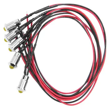 

5x Car Boat Truck LED Dashboard Dash Warning Indicator Signal Light Lamp 8mm, 24V Yellow
