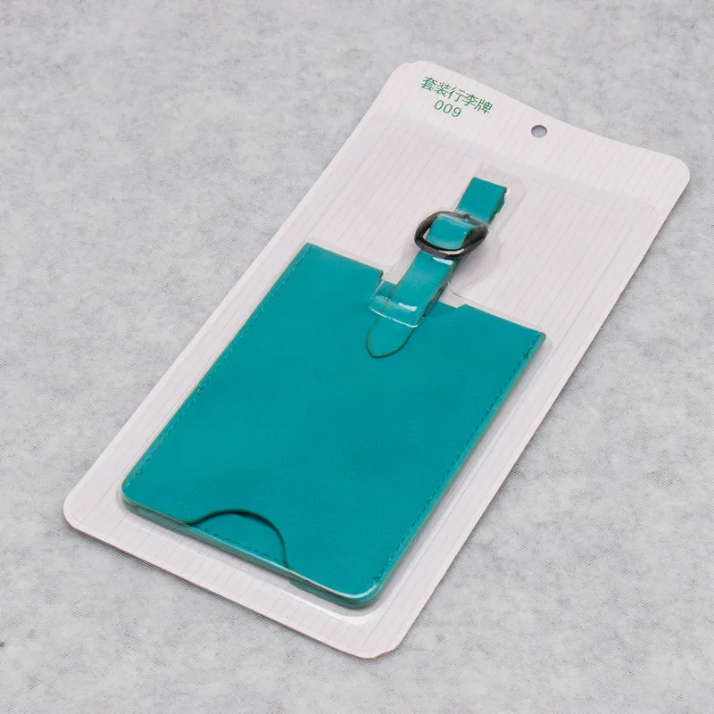 Light blue Suitcase Luggage Tag Label PU Leather Bag Pendant Handbag Portable Travel Accessories Name ID Address Tags - Color: Light blue
