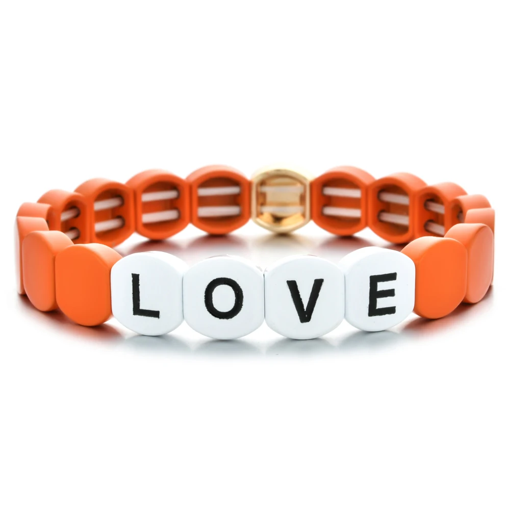 ZMZY Boho Love Friends, Радужный Браслет, цветной эмалированный браслет из бисера, эластичный браслет из плитки, манжета, браслеты для женщин, подарок
