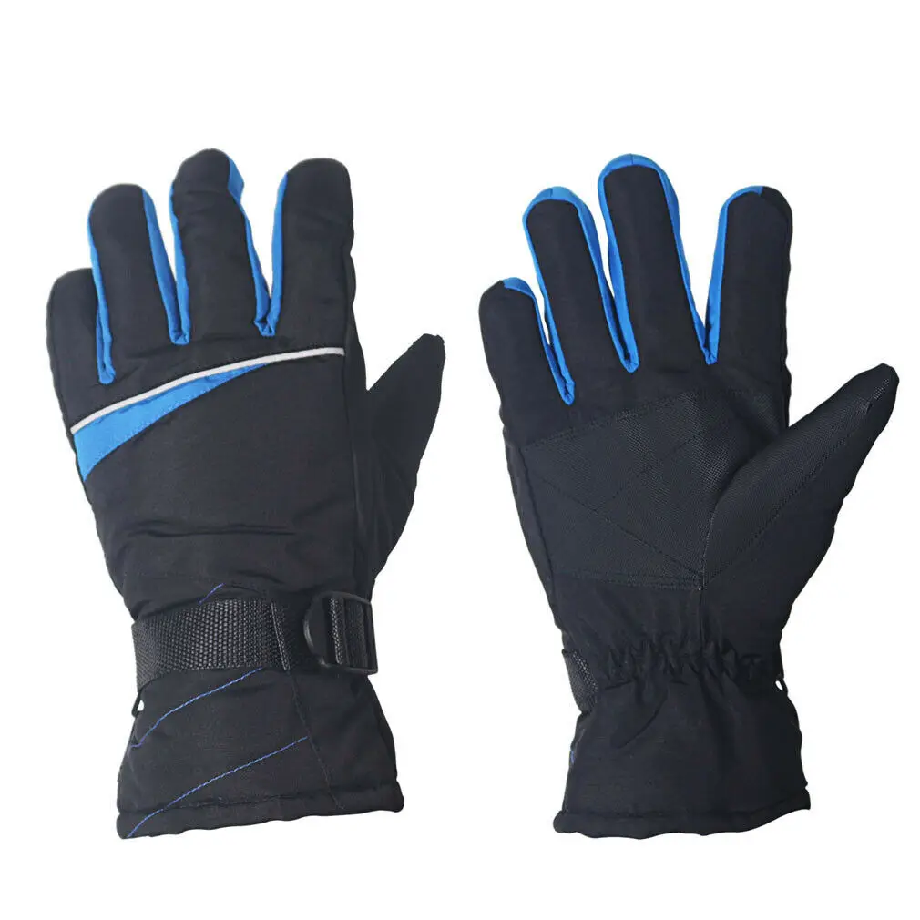 A Black and blue Водонепроницаемые флисовые лыжные перчатки, зимние теплые перчатки для сноуборда, теплые мотоциклетные мужские лыжные перчатки, зимние водонепроницаемые перчатки для сноуборда - Цвет: A Black and blue