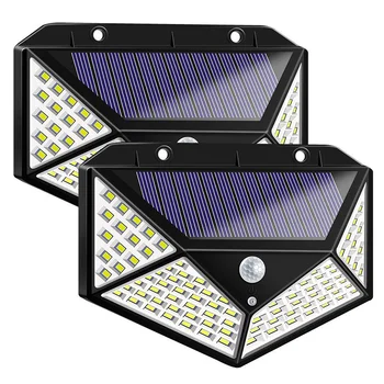 

1pc 100 LED Solar Light Outdoor PIR Motion Sensor 3 Modes Solar Power Wall Lamp Four-Sided Waterproof Garden Yard Lights