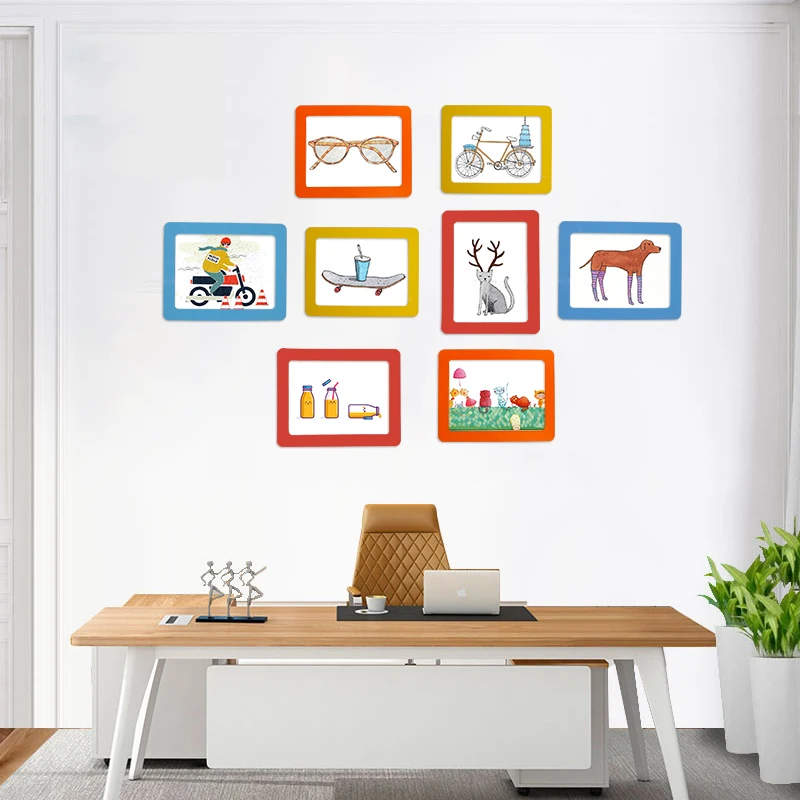 

DIY Magnetic Photo Picture Frames with Film protect the Family Photo Poster Fridge Magnet Sticker For Wall Living Room Decor
