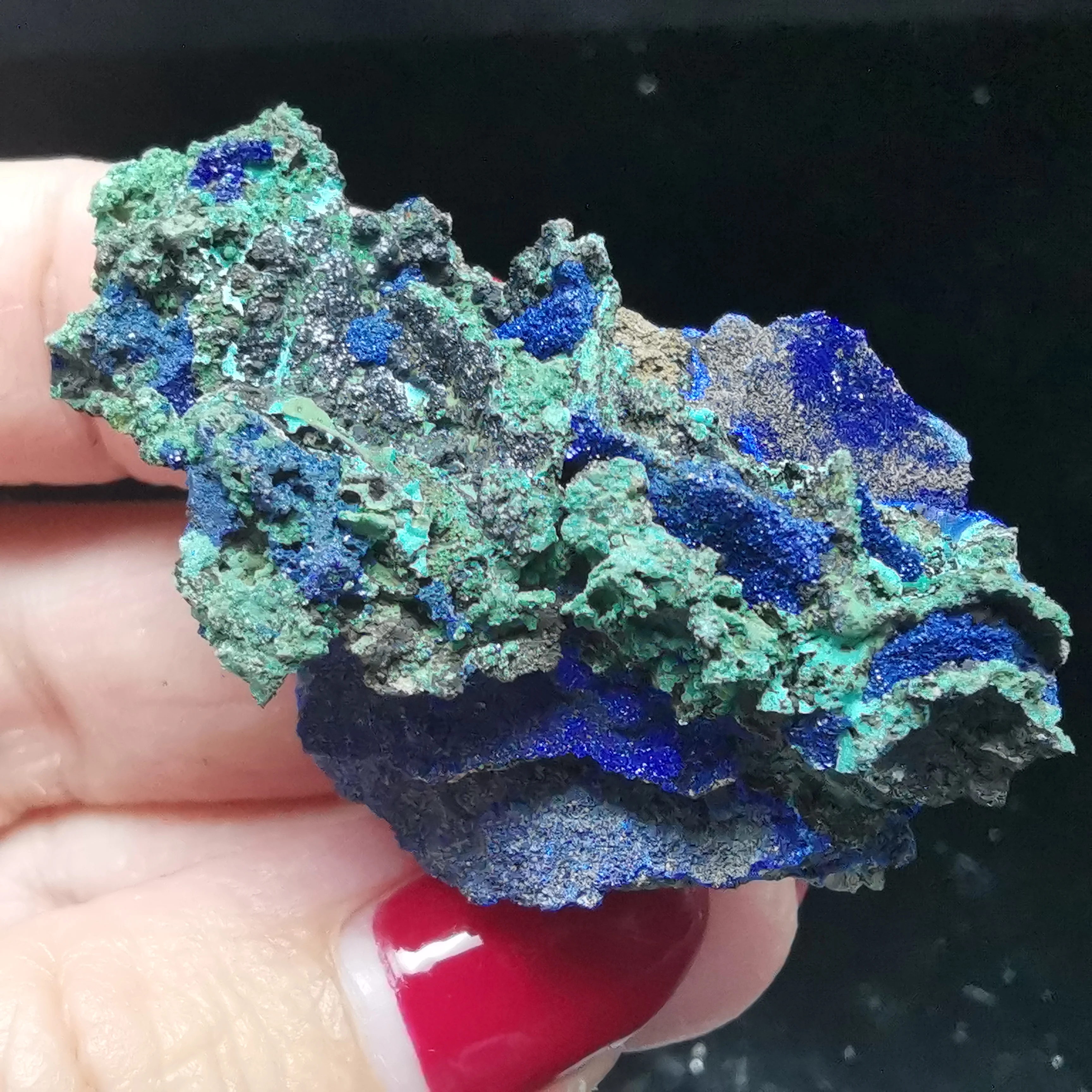 19.2Grare Cristallo Di Quarzo Naturale Naturale Azurite Malachite Pietra Preziosa Pietra Paragenetica Energia Aurale Guarigione Campioni Minerali;