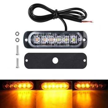 

Parts Car LED Lights Truck Lamp Amber 6-LED Warning Flash Strobe Luminous