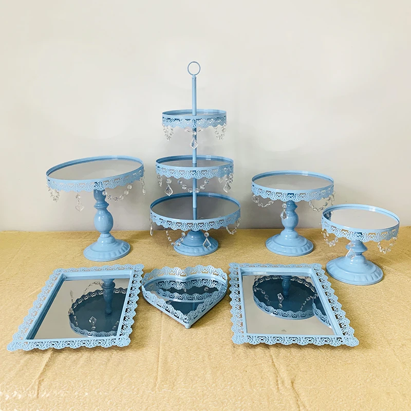 7pcs in set Подставка для торта, 1-16 шт металлический Хрустальный держатель для торта, Свадебный день рождения, десерт, подставка для кекса - Цвет: 7pcs in set