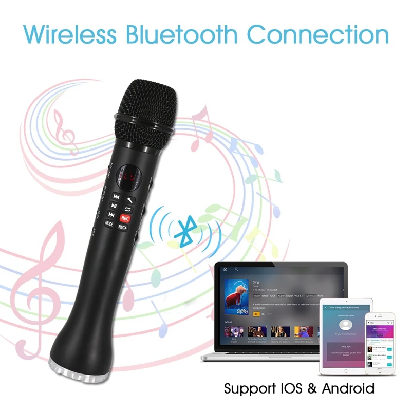 Профессиональный караоке микрофон беспроводной переносной динамик Bluetooth микрофон для телефона Iphone портативный конденсатор микрофон
