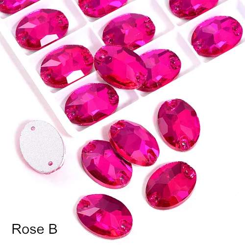 Rose B Красочные хрустальные AB овальные стеклышки стразы с отверстиями плоские овальные стразы для шитья свадебное платье F0173 - Цвет: Rose B