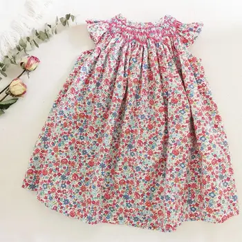 

Kids Handmade Smock Floral Dresses Baby Girls Summer Vintage Smocked Frocks Children Boutique Smocking Dress Toddler Outfits