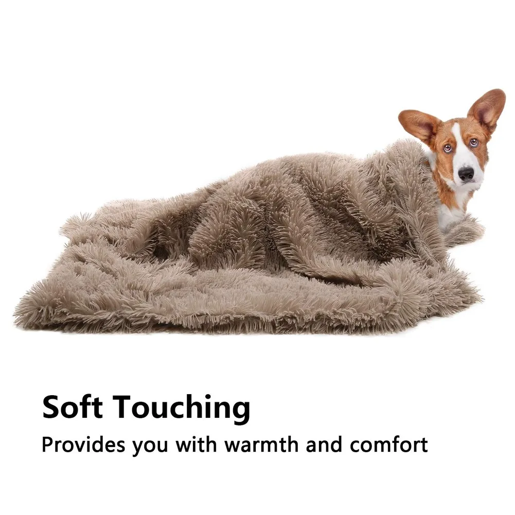 Pet Dog Cat Fluffy Fur Blanket Sleeping Mat Dogs Cats Bed Cushion Cover Reversible Double Layer Washable for Dog Bed Couch Sofa