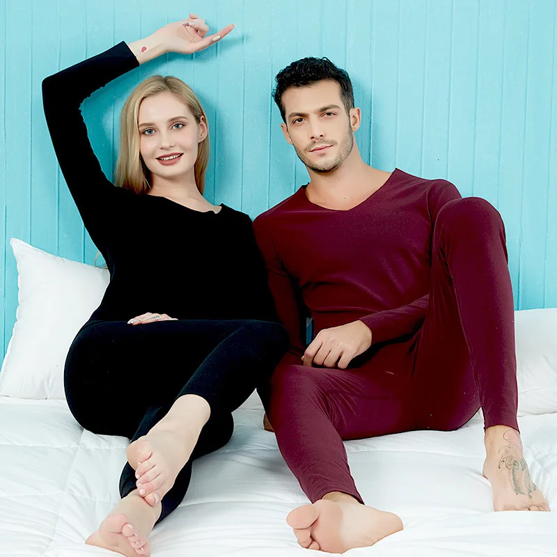 

Lovers Winter New Seamless Keep Warm Long Johns Set Plus Size Velvet Thermal Underwear Set