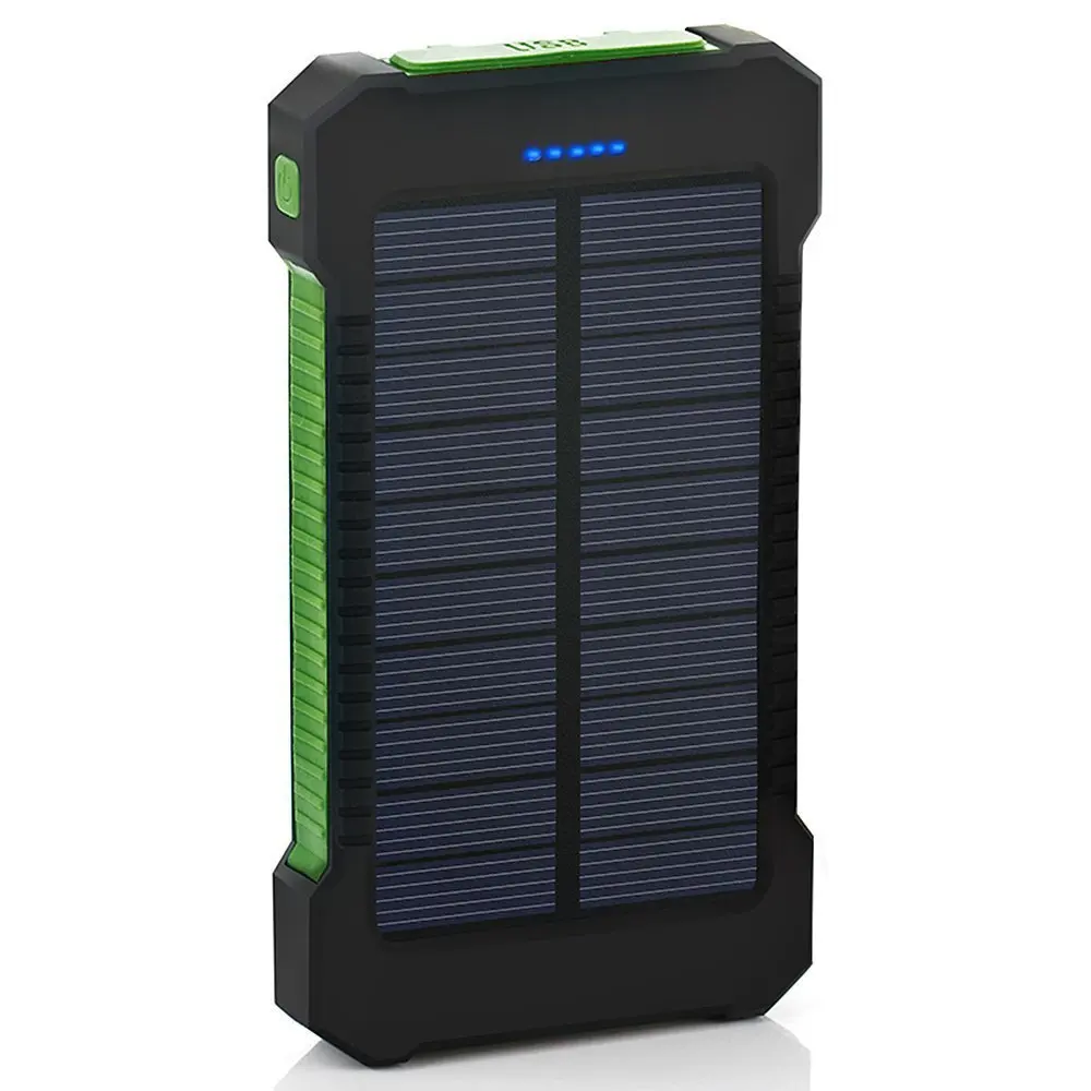 Топ солнечное зарядное устройство водонепроницаемый 20000 мАч Солнечное зарядное устройство 2 usb порта Внешнее зарядное устройство банк питания для Xiaomi Mi iPhone 8 смартфон - Цвет: Зеленый