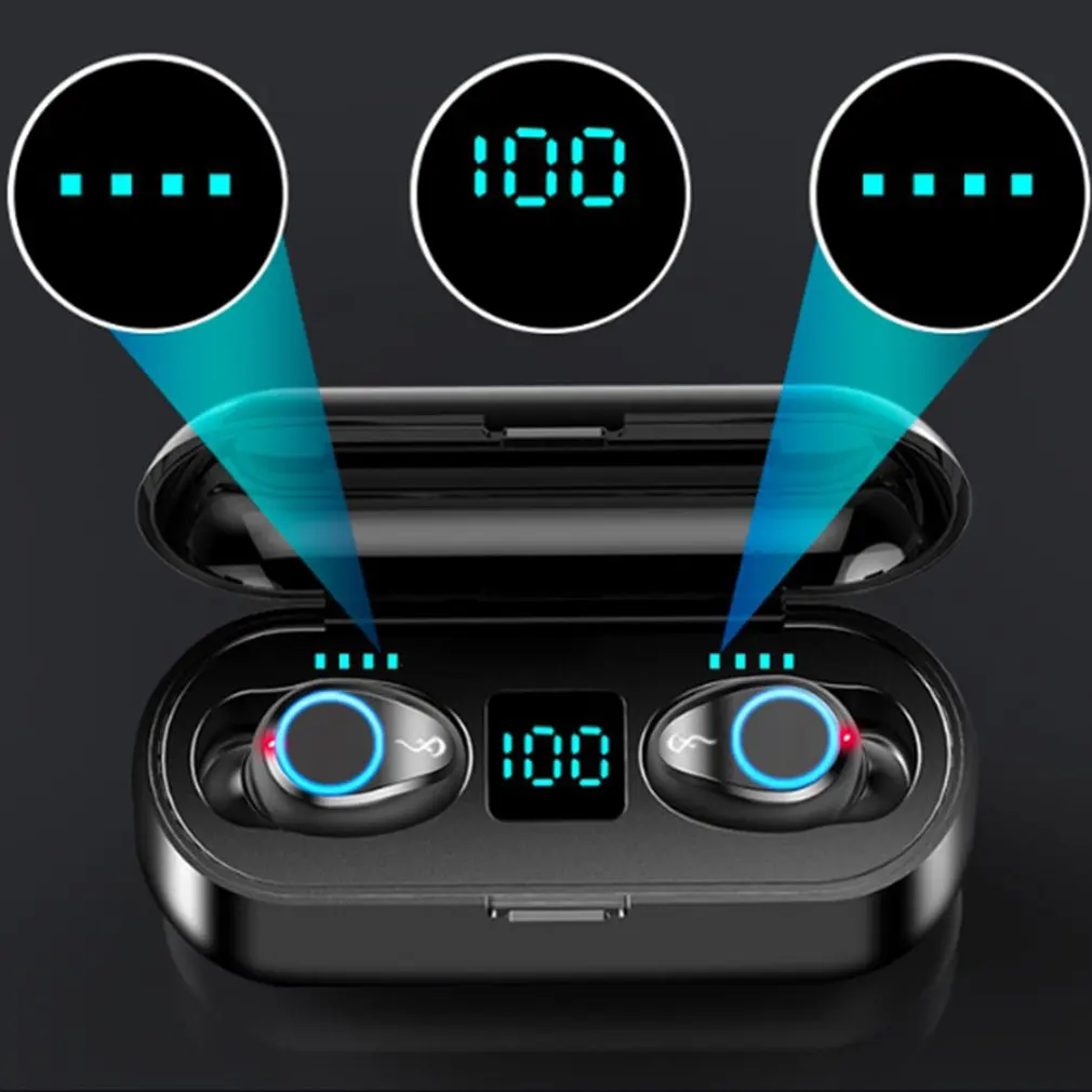 In Ear Earphones wireless headphones Bluetooth V5 0 F9 TWS LED Display Earphones With Microphone Wireless Bluetooth Headphone