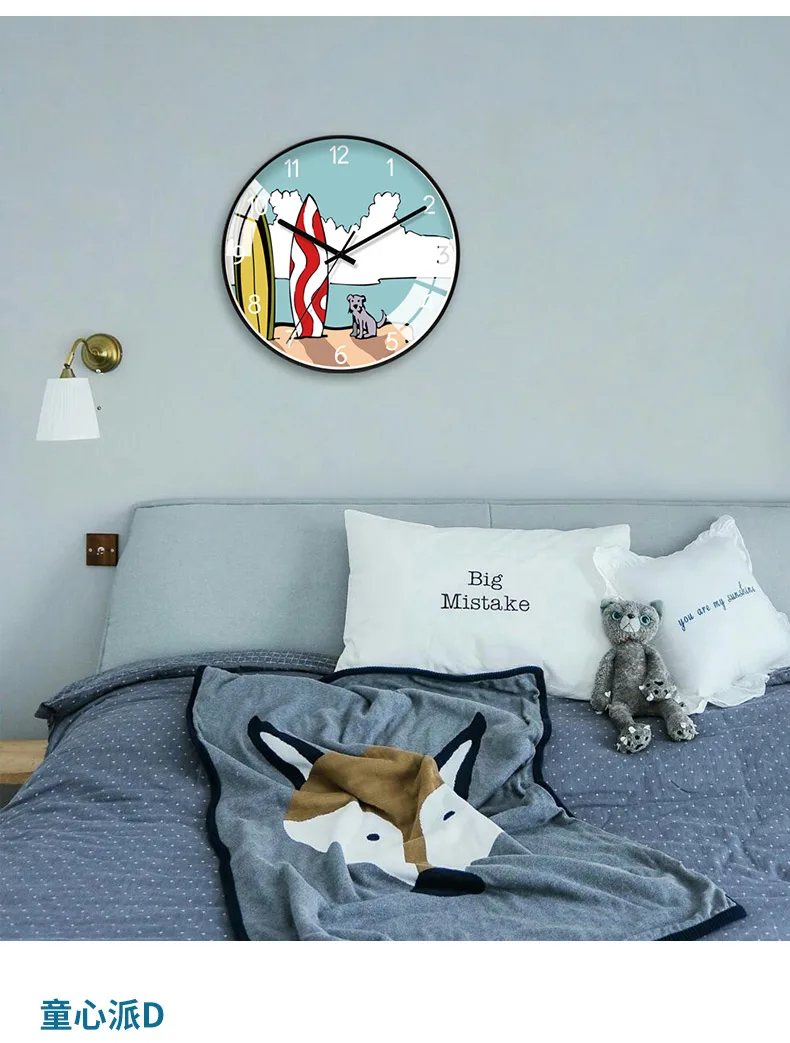 Cartoon Wall Clock Art Design Children Stylish Minimalist Wall Clock Quartz Reloj Pared Grande Bedroom Home Decor SS60WC
