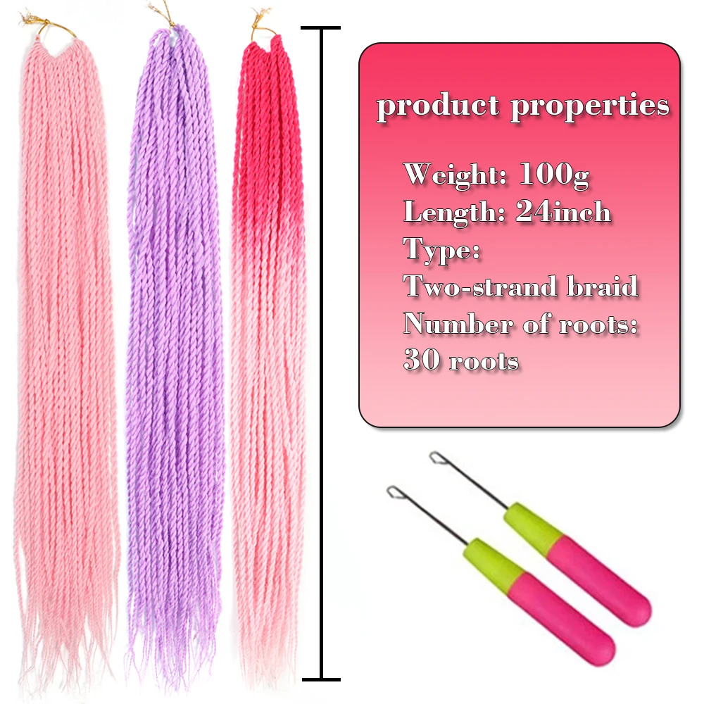 AZIR Senegalese Twist Hair Crochet Braids 24 inch 30 Roots/pack synthetic Crochet Hair Senegalese Braids Twist Hair for Braids 2