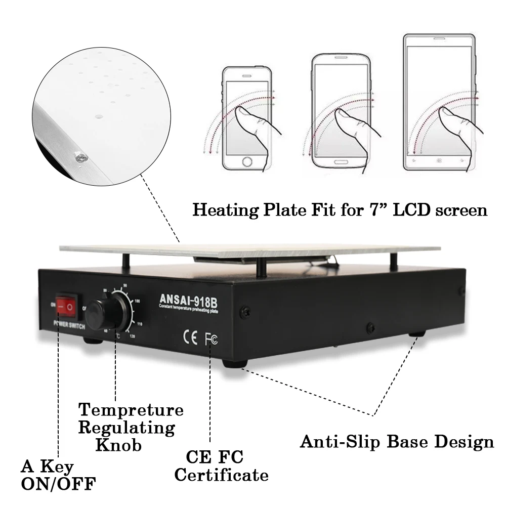 ЖК-нагревательная платформа для удаления металла прибор для ремонта телефона Авто тепло гладкая панель-экран сепаратор
