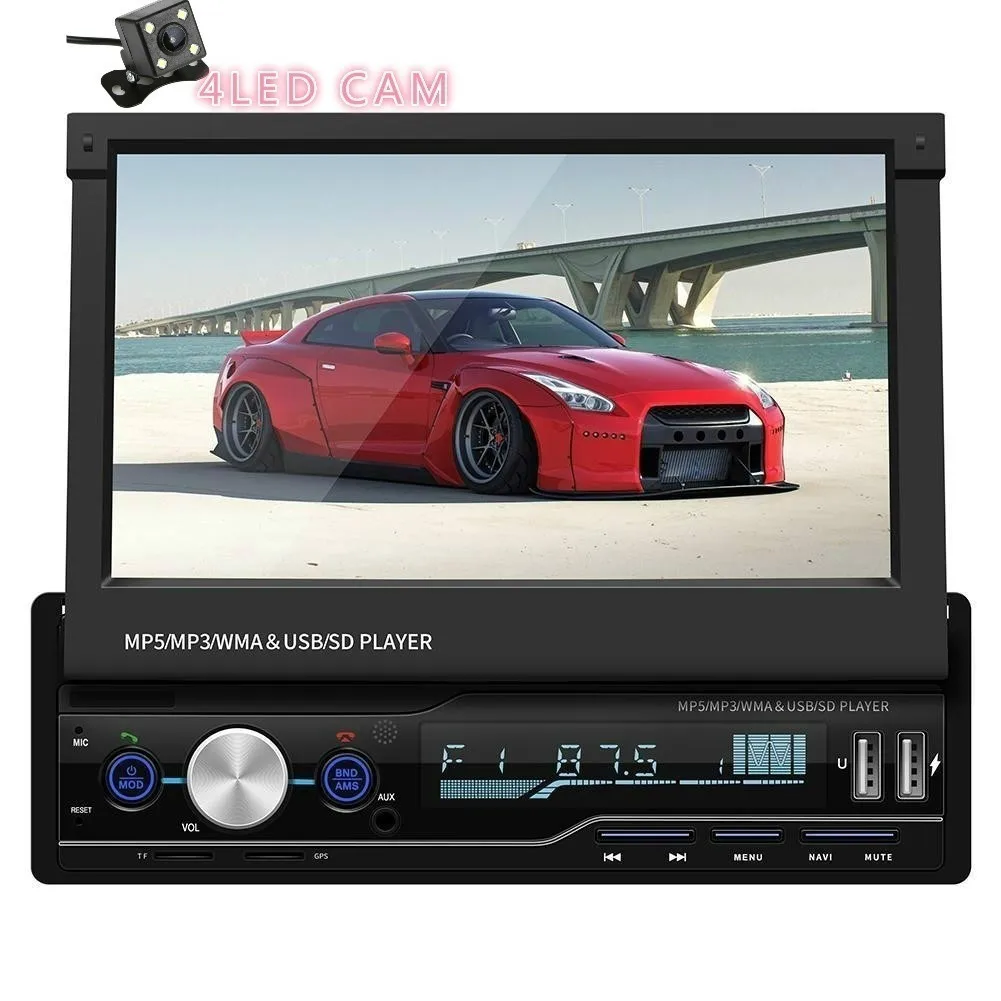 Автомагнитола Mp5 Плеер MP3 Авторадио Bluetooth RDS " 1 Din gps аудио стерео Авто складной экран FM/AM Зеркало Ссылка - Цвет: no gps-4led cam
