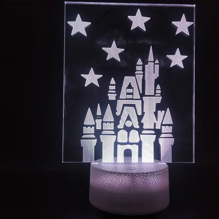3D Lamp Battery Powered The Princess Castle for Girls Color Changing Festival Decoration Usb Led Night Light Lamp Hologram